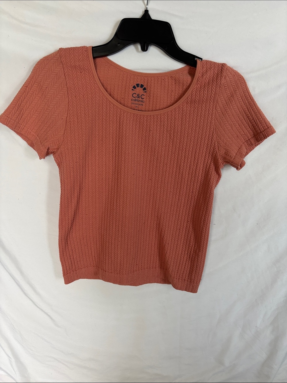 C&C California Short Sleeve Knit Top in Coral